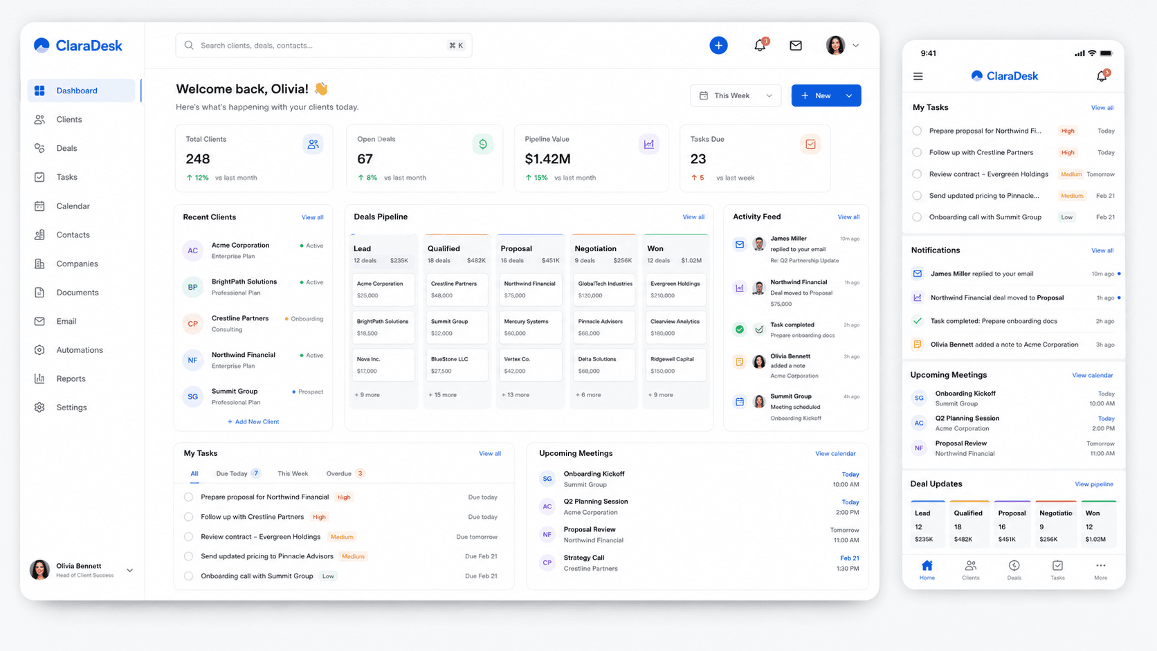 CRM-система з воронкою продажів, задачами та мобільним інтерфейсом